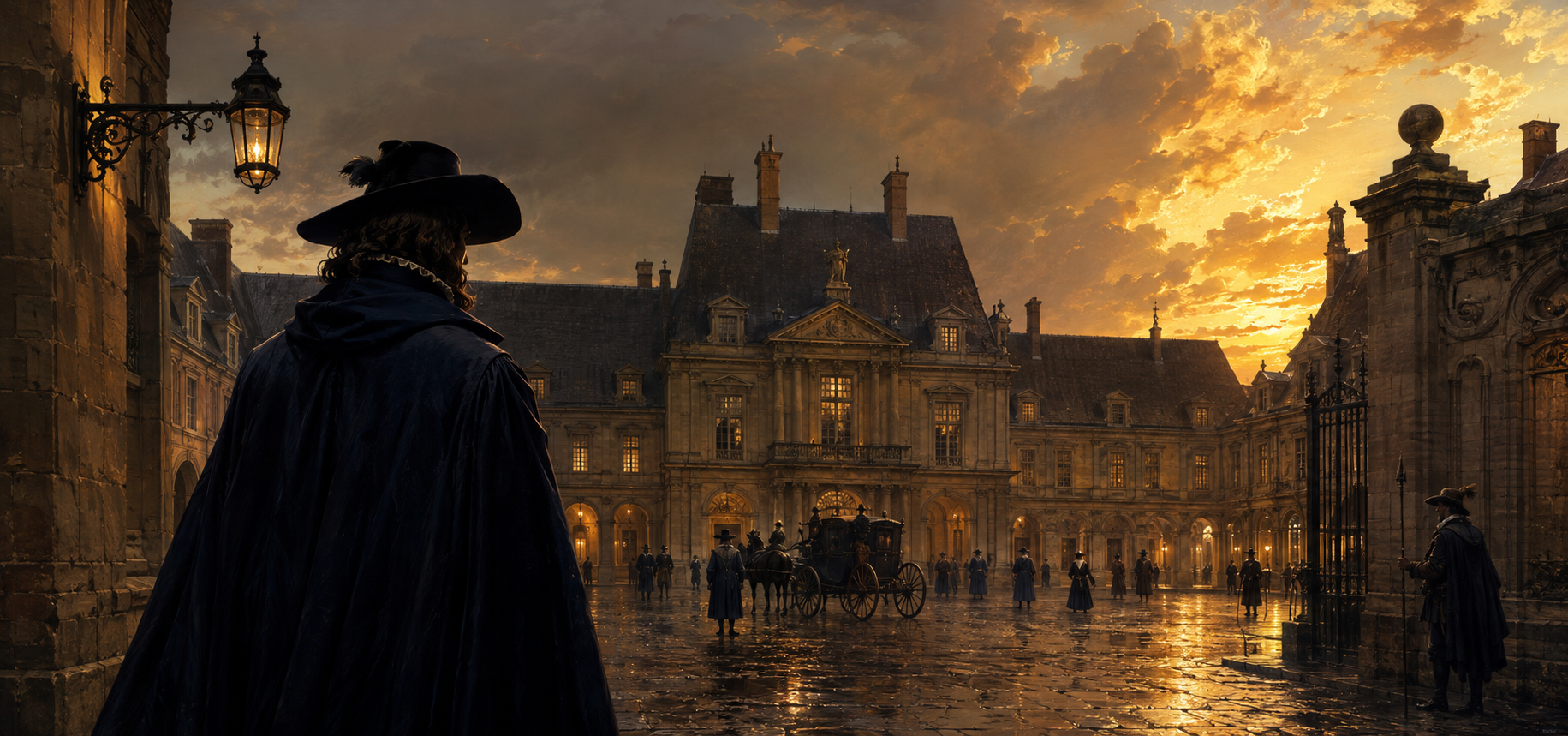 Cour du Palais-Cardinal au crépuscule